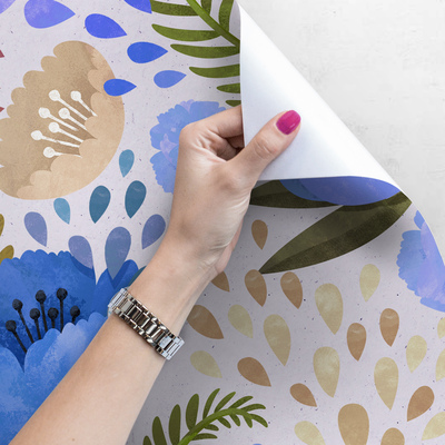 Papier peint Coquelicots bleus