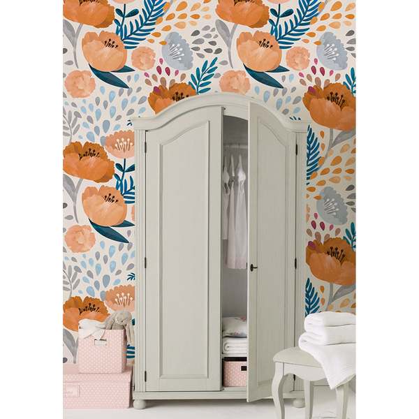 Tapisserie panoramique Coquelicots oranges