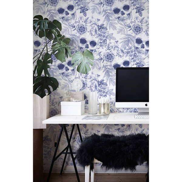 Papier peint adhésif Crânes dans les fleurs