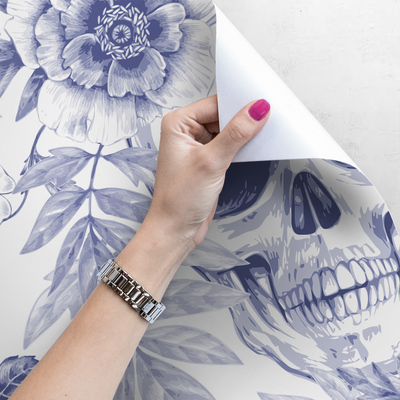 Papier peint adhésif Crânes dans les fleurs