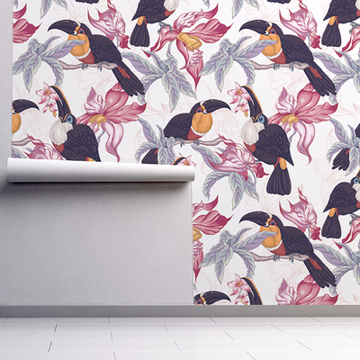 Papier peint Oiseaux exotiques dans la brousse tropicale