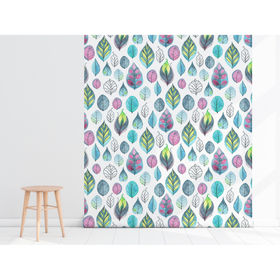 Papier peint panoramique Feuilles peintes colorées