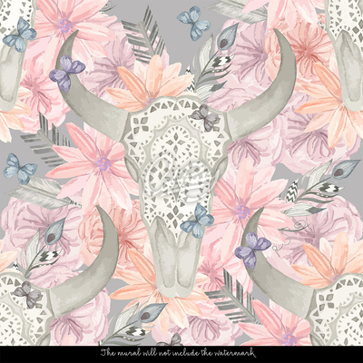 Papier peint Avec une tête pleine de fleurs