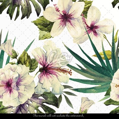 Tapisserie murale Fleurs d'hibiscus