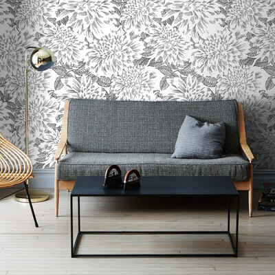 Tapisserie murale Dahlias graphite
