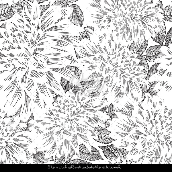 Tapisserie murale Dahlias graphite