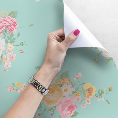 Papier peint panoramique Bouquet de roses à la menthe