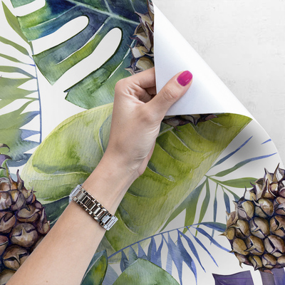Papier peint adhésif Ananas dans des feuilles arc-en-ciel
