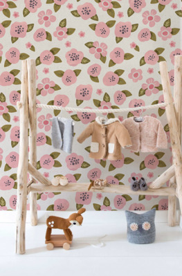 Papier peint panoramique Douces fleurs roses