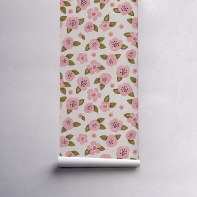 Papier peint panoramique Douces fleurs roses