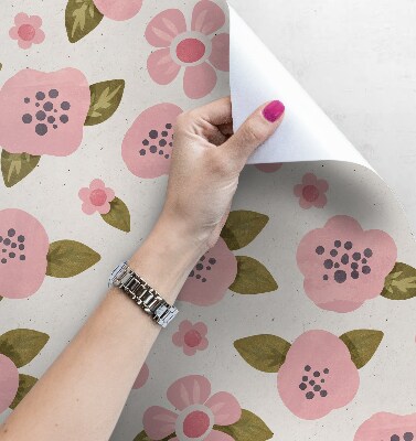 Papier peint panoramique Douces fleurs roses