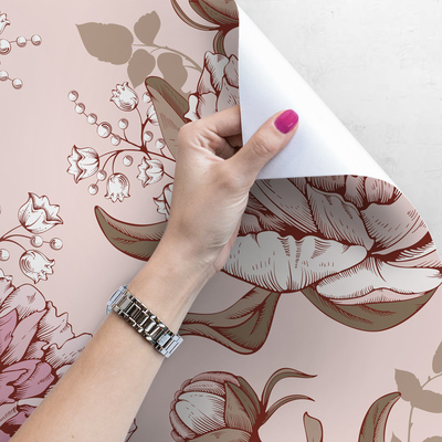 Papier peint adhésif Pivoines rose poudré