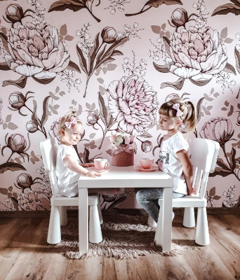 Papier peint adhésif Pivoines rose poudré