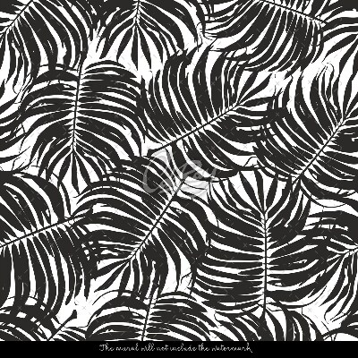 Papier peint adhésif Feuilles de palmier noires