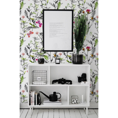 Papier peint panoramique Une prairie pleine de papillons et de fleurs