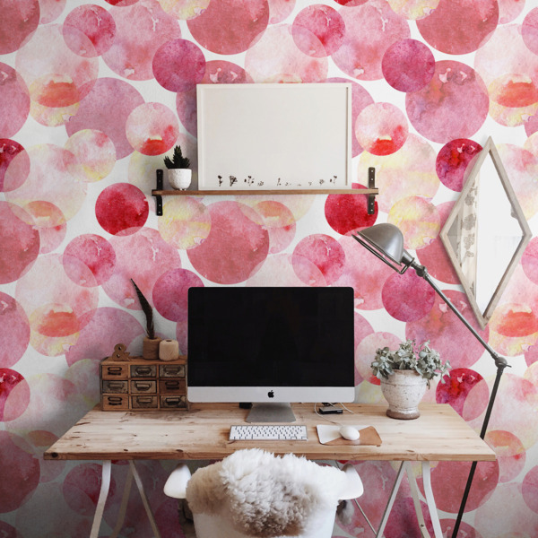 Papier peint Pois et roses