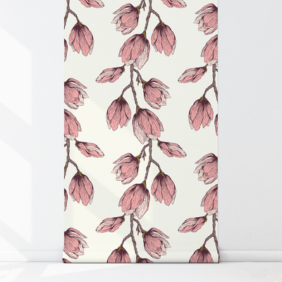 Papier peint Bourgeons roses sur les brindilles