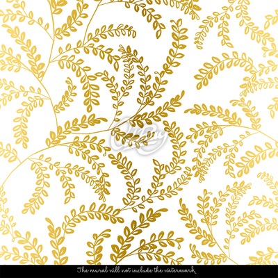 Tapisserie panoramique Brindille et feuilles dorées