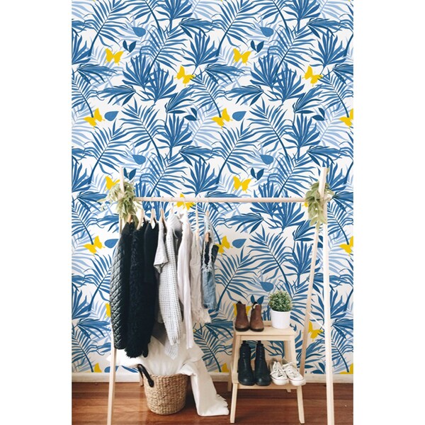 Tapisserie panoramique Papillons parmi les feuilles