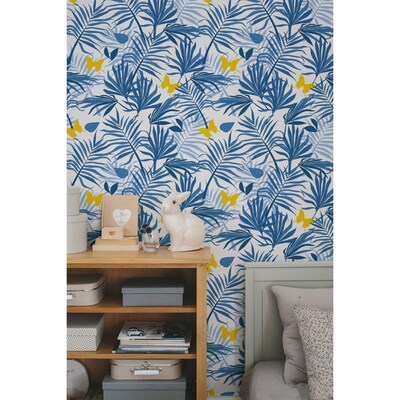 Tapisserie panoramique Papillons parmi les feuilles