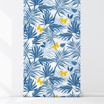 Tapisserie panoramique Papillons parmi les feuilles