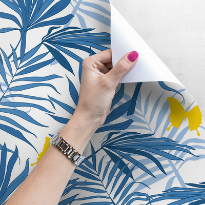 Tapisserie panoramique Papillons parmi les feuilles