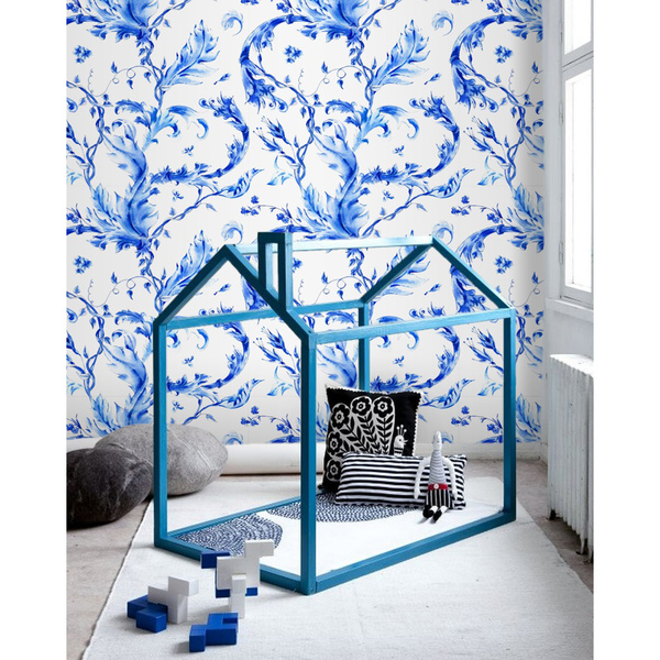 Tapisserie murale Fleurs bleues colorées