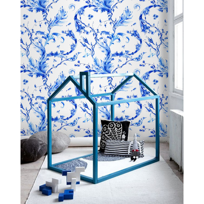 Tapisserie murale Fleurs bleues colorées