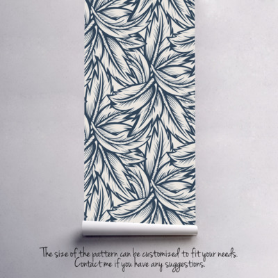 Papier peint Plumes bleues