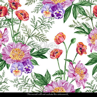 Papier peint Bouquets de fleurs romantiques