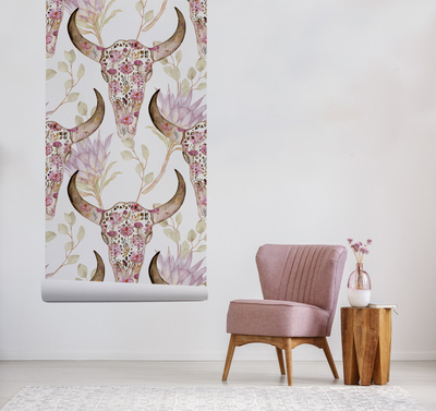 Papier peint Vache rose