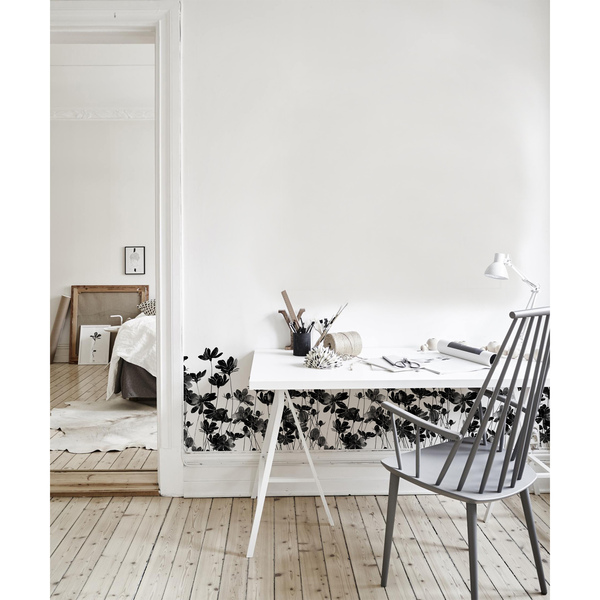 Tapisserie panoramique Fleurs noires élégantes