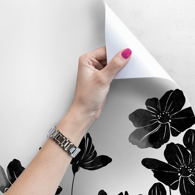 Tapisserie panoramique Fleurs noires élégantes