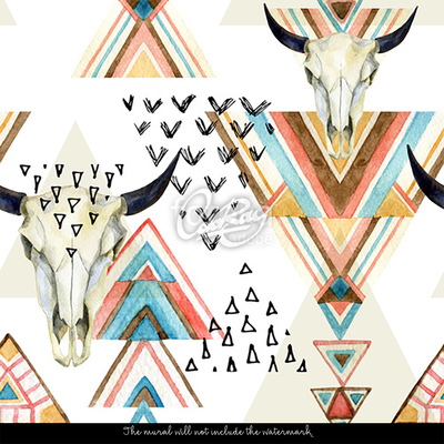 Tapisserie panoramique Taureaux de style bohème