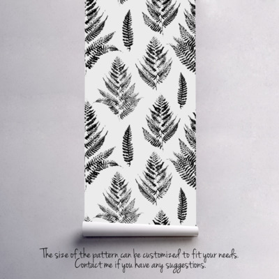 Papier peint adhésif Linogravure avec fougère