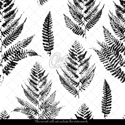 Papier peint adhésif Linogravure avec fougère