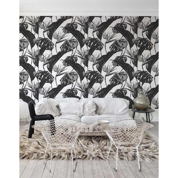 Papier peint Feuilles tropicales monochromes