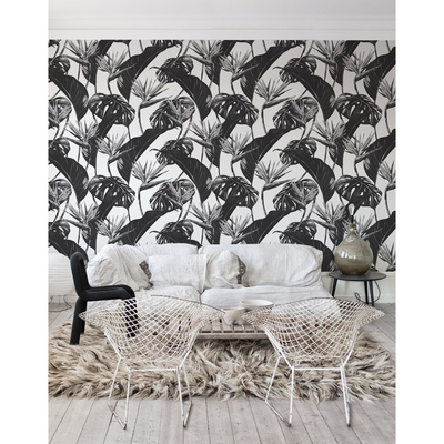 Papier peint Feuilles tropicales monochromes