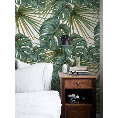 Papier peint Grandes feuilles exotiques