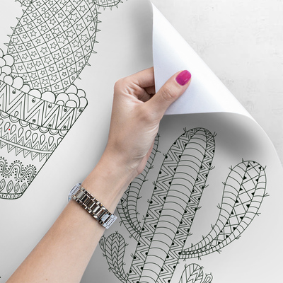 Tapisserie panoramique Cactus peints mexicains