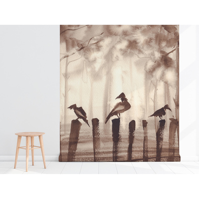 Papier peint adhésif Forêt derrière le brouillard