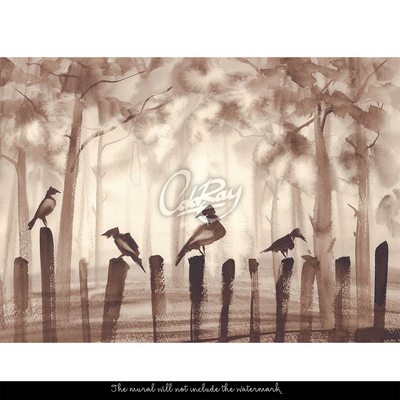 Papier peint adhésif Forêt derrière le brouillard