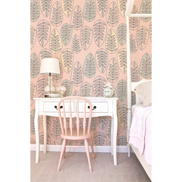 Tapisserie murale Feuilles pastel esquissées