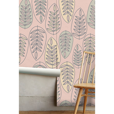 Tapisserie murale Feuilles pastel esquissées