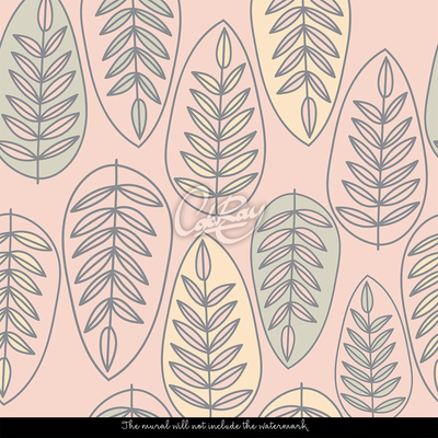 Tapisserie murale Feuilles pastel esquissées