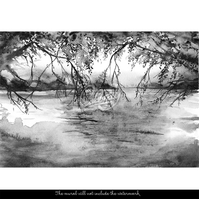 Tapisserie murale Arbre monochrome