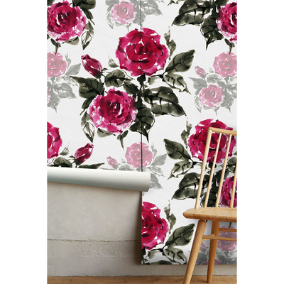 Papier peint panoramique Roses peintes à l'encre