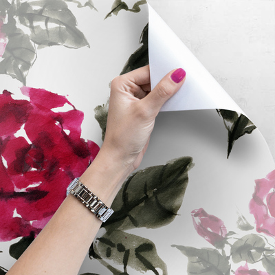 Papier peint panoramique Roses peintes à l'encre