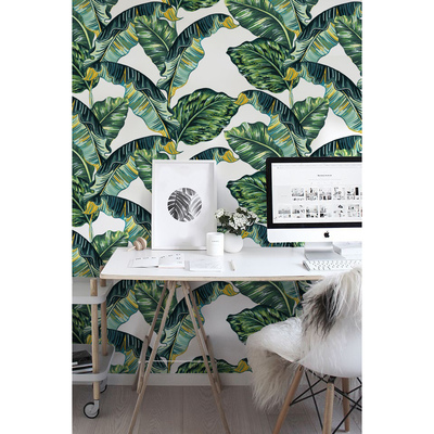 Tapisserie panoramique Feuilles de bananier à l'aquarelle