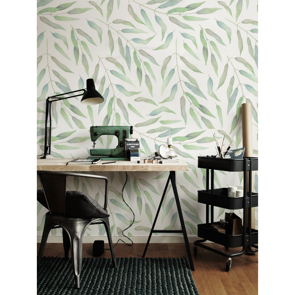 Tapisserie murale Feuilles pastel subtiles